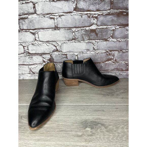 Madewell The Myles Black Leather Ankle Booties Heeled Boots Women Sz 8M US/39EU - Picture 5 of 16